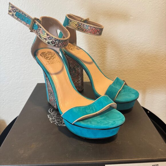 Vince Camuto Blue Goddess True Suede Sandals - Picture 5 of 5